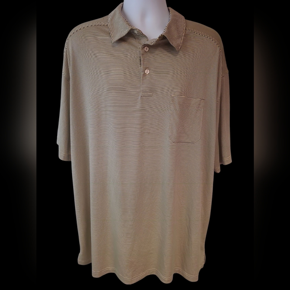 Roundtree & Yorke Men's Performance Polo Black & Gold Stripe Size 3XT